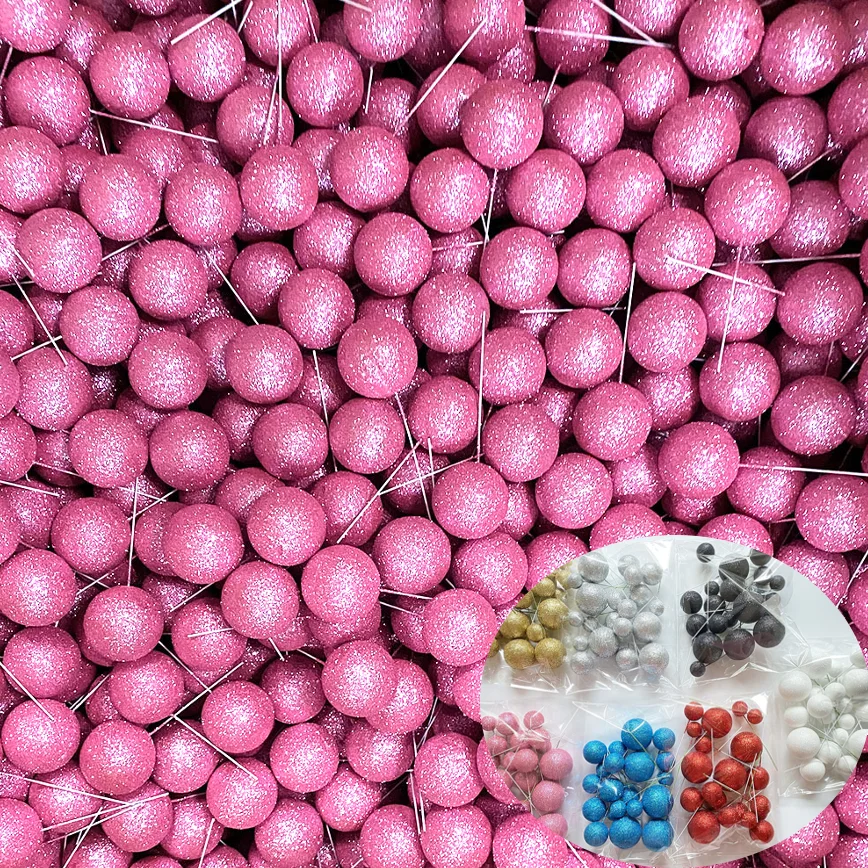 New cake decoration ball baking plug-in cake topper ins style wind ball new glitter foam ball insert card