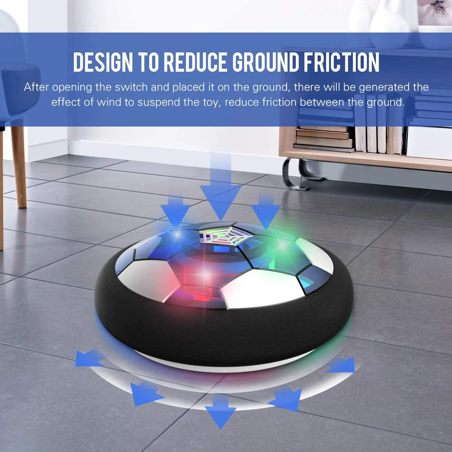 Kids Toys Gifts Rechargeable Air Soccer Indoor Floating LED Light Hover Soccer Ball with Upgraded Foam Bumper