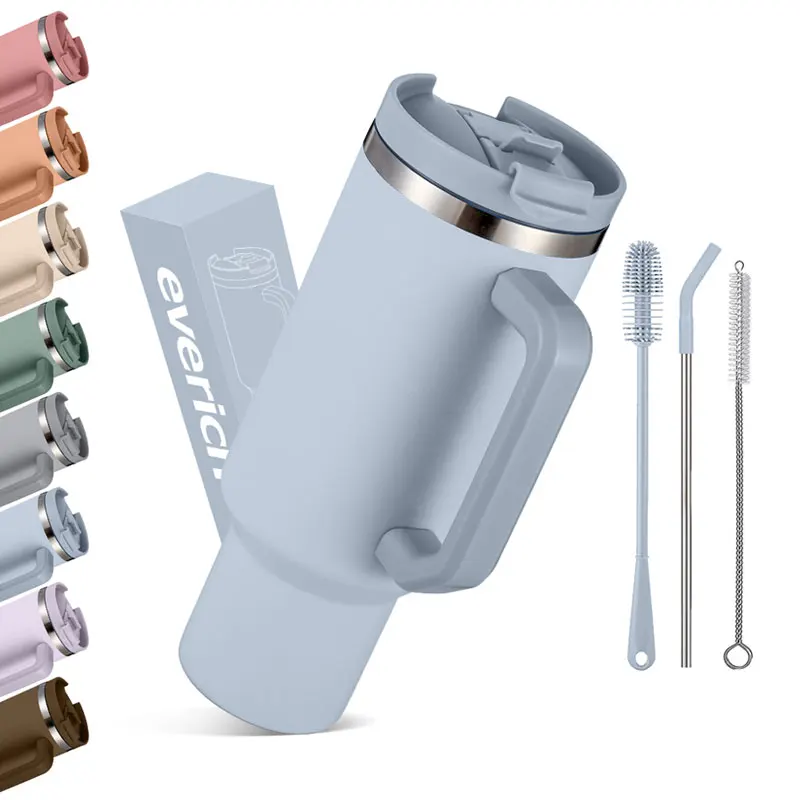 USA Warehouse Kids 40oz Sparkly Shimmer Holographic Glitter Blank Sublimation Tumbler Mug with Handle Straw For DIY