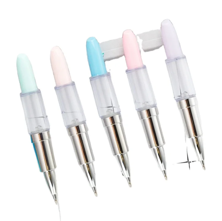 
2021 new transparent lipstick plastic ballpoint pen business plastic pen business gift 