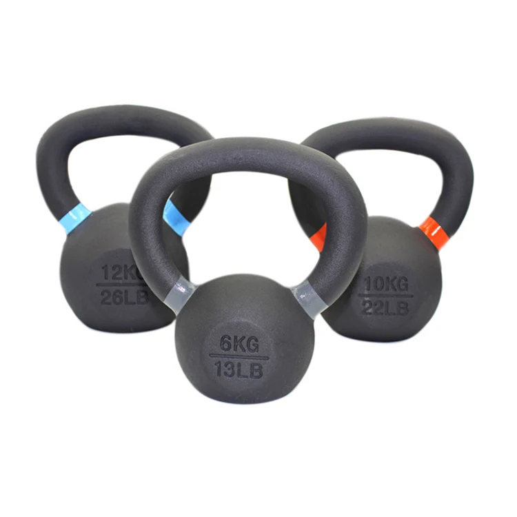 Rizhao Shandong Factory Wholesale Fitness Weight Solid Powder Coated Cast Iron Kettlebell for Body Workout and Strength Training