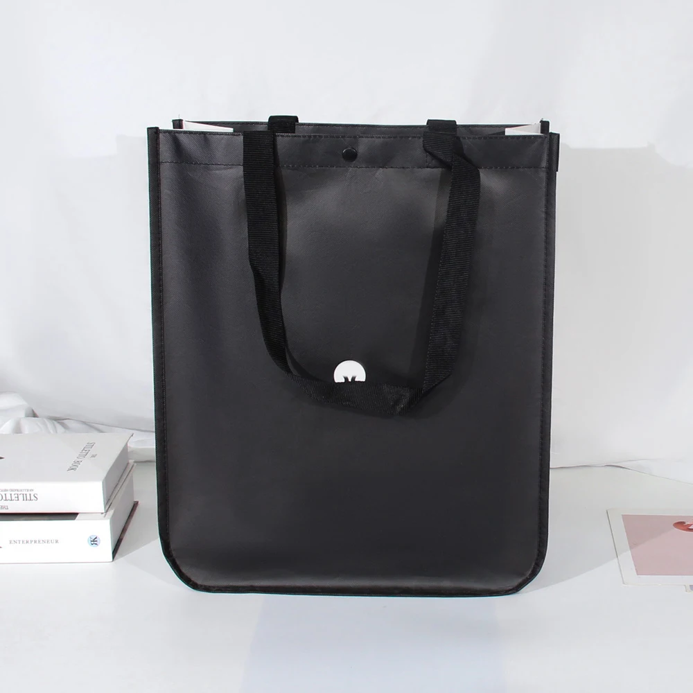 Hot Selling Custom Logo Printed Luxury Brand Foldable Reusable Non-Woven Shopping Bags Buttons Promotional Button Bag Packaging