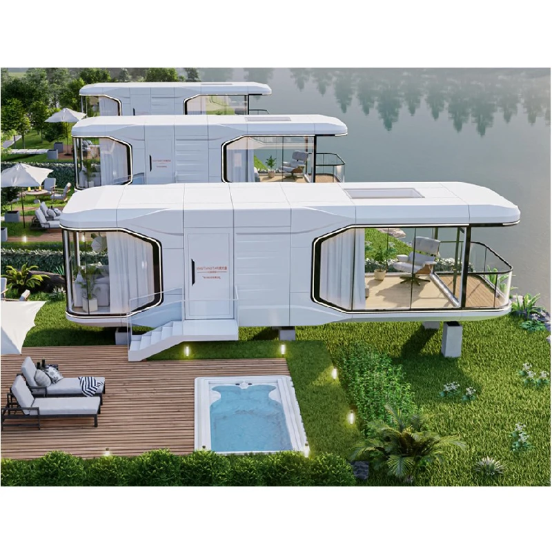 expandable integrated housing 3 bedroom container movable prefabricated modular space capsule prefab hotel room