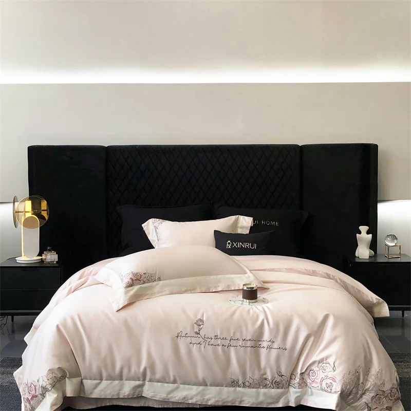 Cotton brushed microfiber 100% egyptian cotton bedding sheet sets turkish bed linen hotel quality quilt cover bedding set