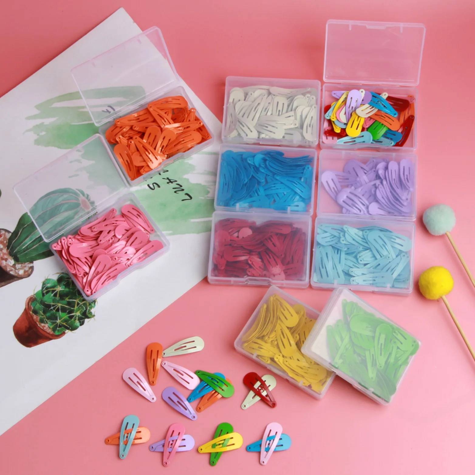 Manna 50Pcs/box 3cm Colorful Hair Accessories for Kids Cute Candy Color Mini BB Clip Bangs Clips