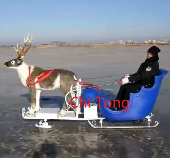 2023 high quality Xmas Elk Pull Car Electric Santa Claus Deer Pull Sled Santa Claus xmas sledge with deer small size