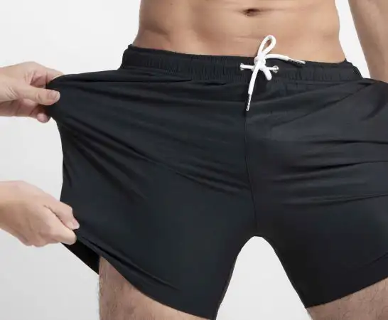 Custom Logo Summer Elastic Waist Mens Swim Shorts 100% Polyester Swim Trunks Mesh Beach Shorts For Men