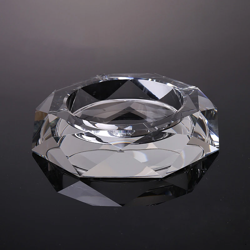 Custom Crystal Glass Ashtray Ash tray Cigar Cigarettes Octagon Holder Office Home Desktop    crystal ashtray custom