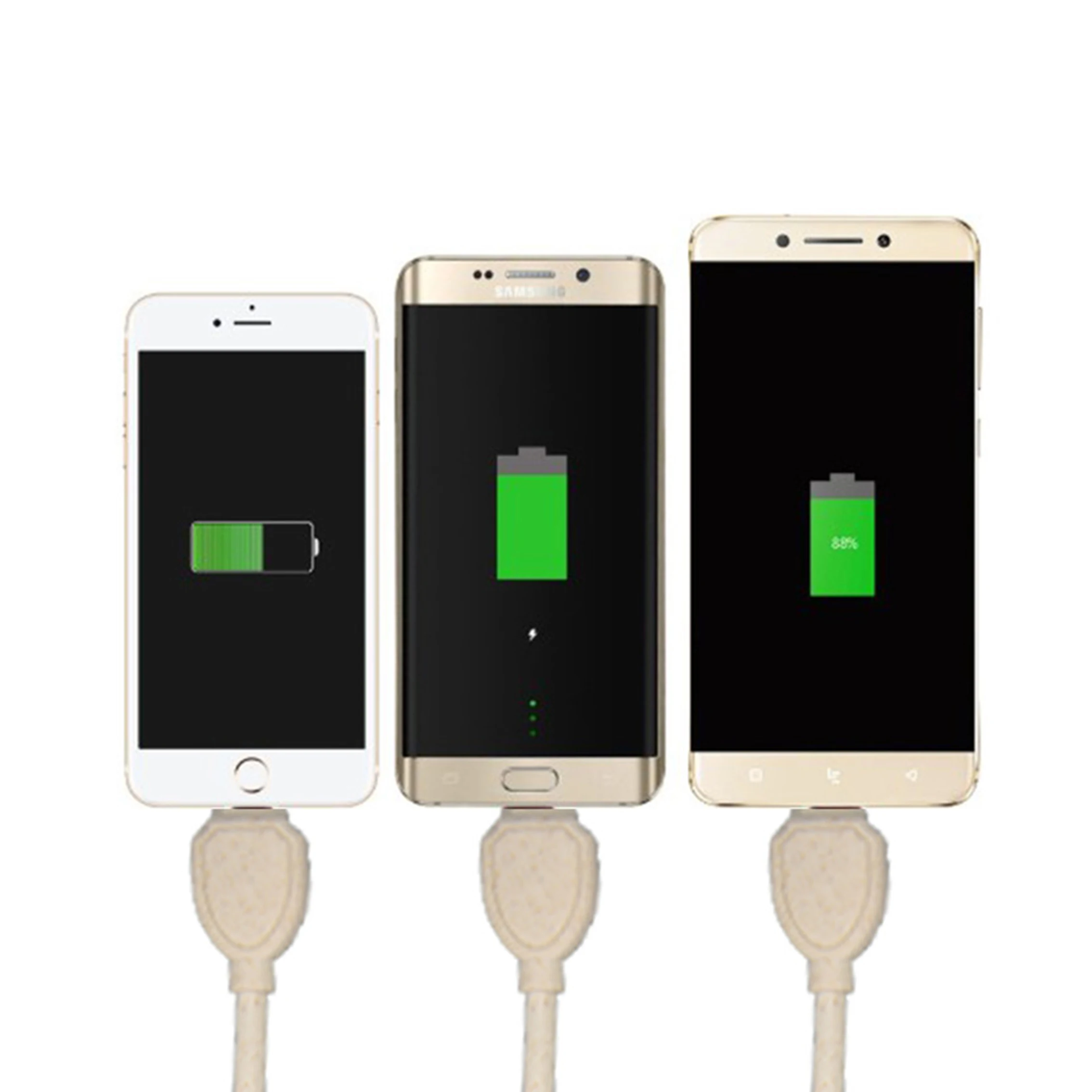 Eco-friendly Wheat  Biodegradable 3 In 1 Fast Charging Data Usb Cable Usb Data Cable