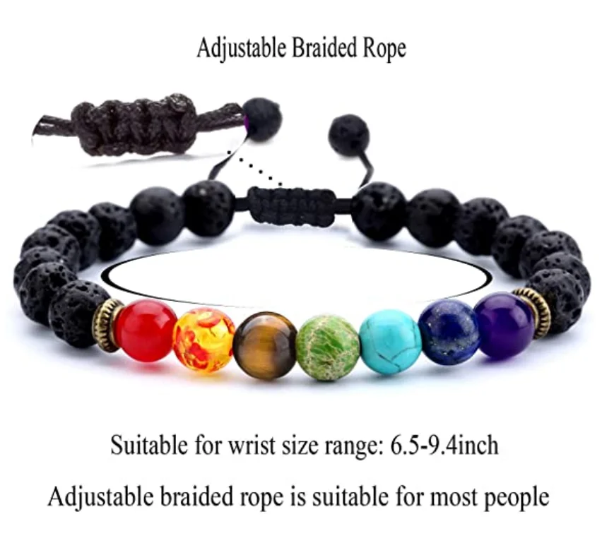 Hot Slle 8mm Lava Rock 7 Chakras Beaded Bracelet Natural Healing Balance Beads Yoga Bracelets Bangles