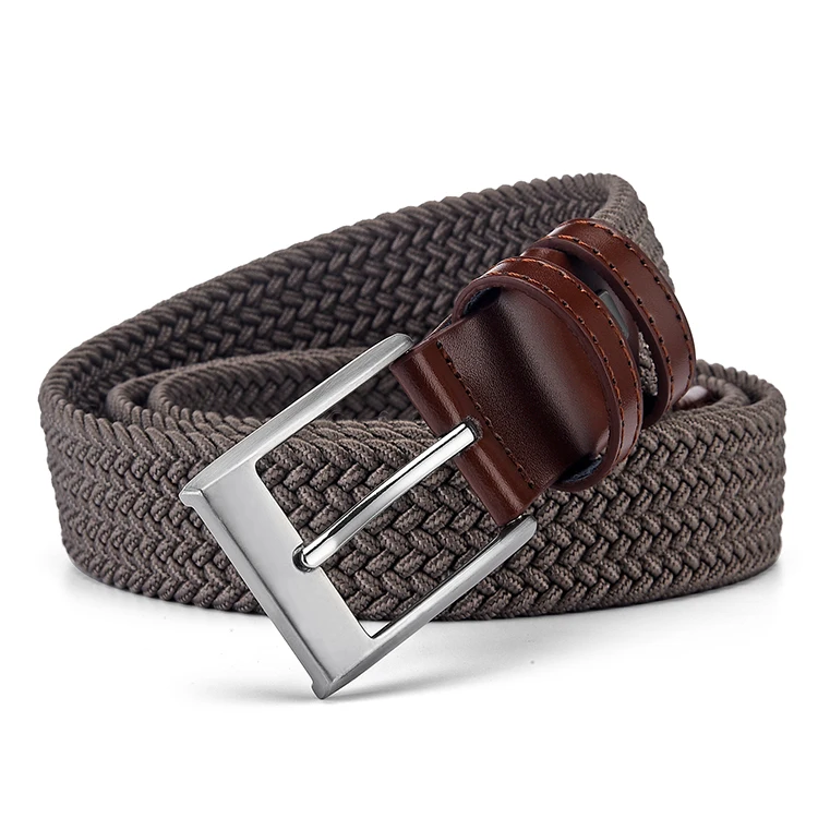 Custom wholesale Women Casual Web Weave Belt Fashion Stretch Fabric Belt Woven Braided Elastic Belt For Men