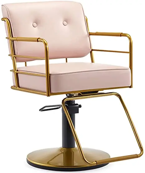 Leather Deluxe Fashion Design Pink Barber Shop Hair Beauty Center Furniture Hairdressing Haircut Styling Pink Salon Chairs
