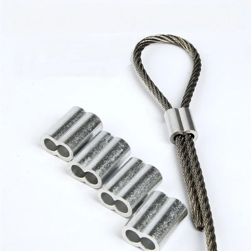 Aluminum Clasp 8 Double Pipe Line Rope Ring Wire Cable Hlm Aluminum Buckle 8-Type Double Tube Wire Rope Lasso Aluminum Sleeve