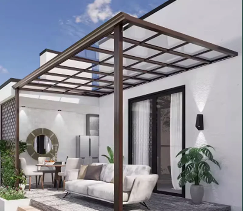 HB polycarbonate aluminum carport L Shaped Terrace Shed Metal Storage Balcony Canopies Door Gate Shed Carport Metal