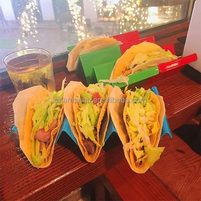 Hot Sale Durable Food grade plastic taco trays stand Tray dishwasher and microwave oven available taco holder
