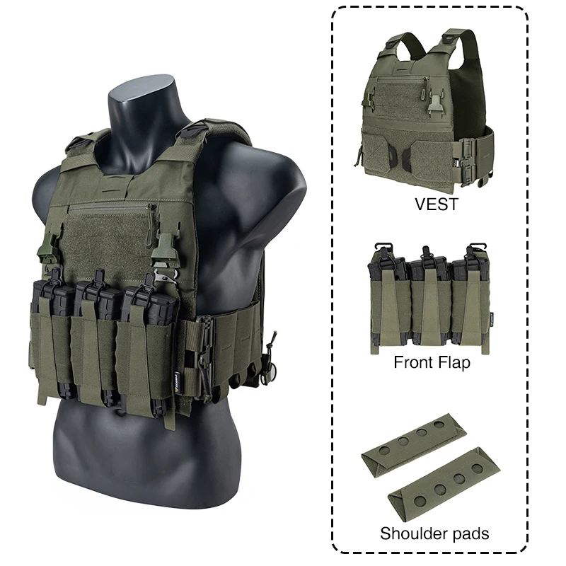 Tactical FCSK 3.0 FERRO Fast Release Buckle Ranger Green Tactical Vest Plate Carrier with 5.56 Triple Mag Pouch