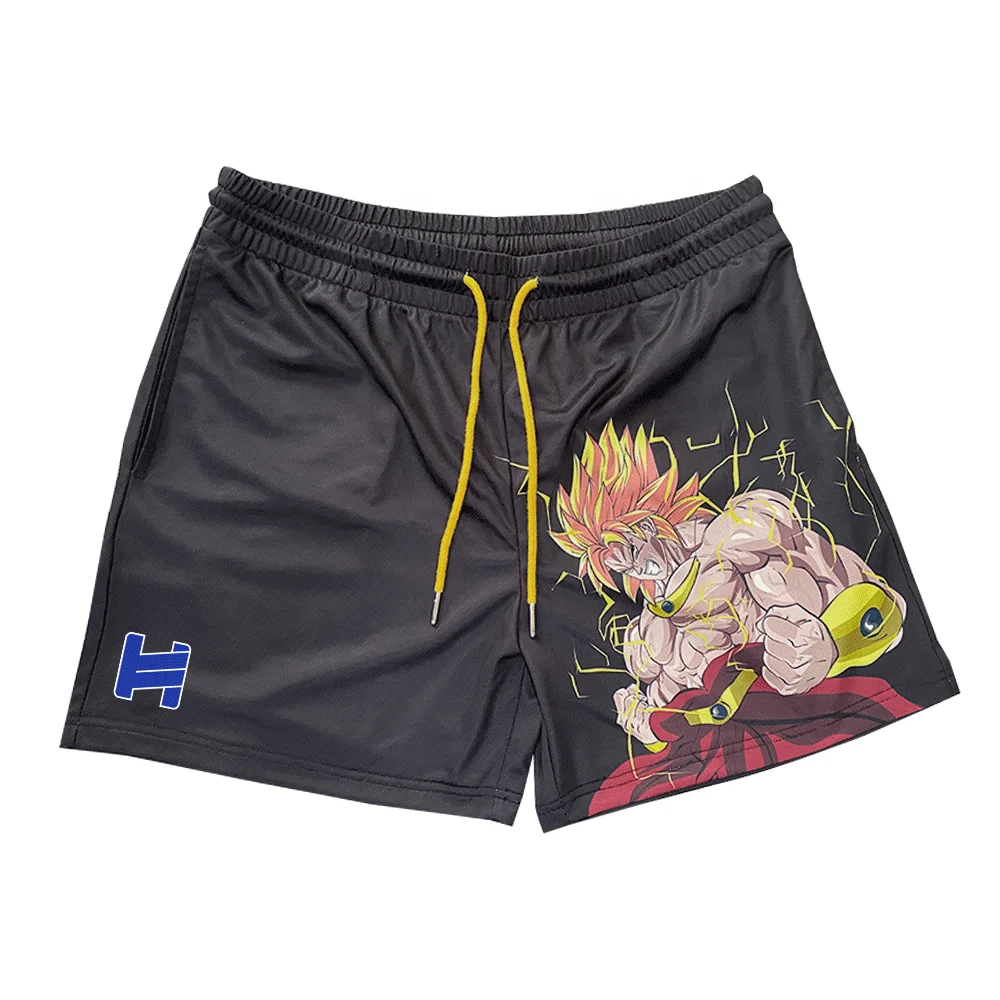 Custom Polyester Drawstring Single Layer Mesh Basketball Shorts Quick Dry Men Sublimation Print an Anime x Gym Mesh Shorts