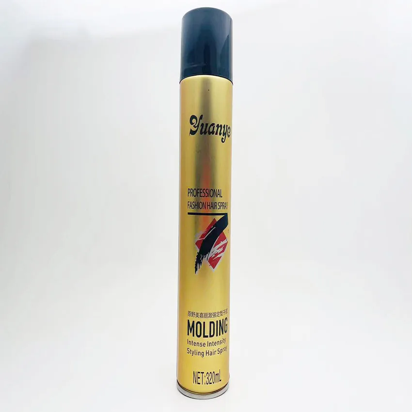 Manufacturer 320mlyuanye lightweight non-stick hair strong hold styling hair spray dry glue custom wholesale