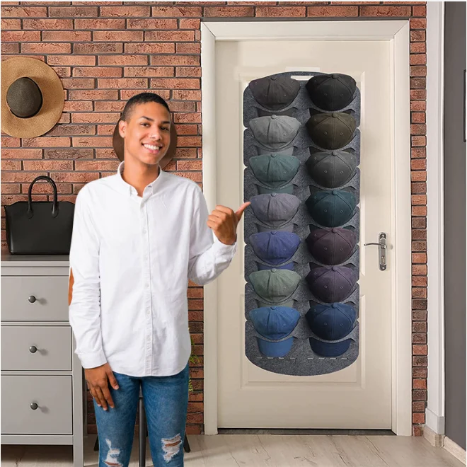2025 Best Selling Felt Hat Storage Bag Cap Organizer Hat Holder Hanging The Door Hat Storage Organizer