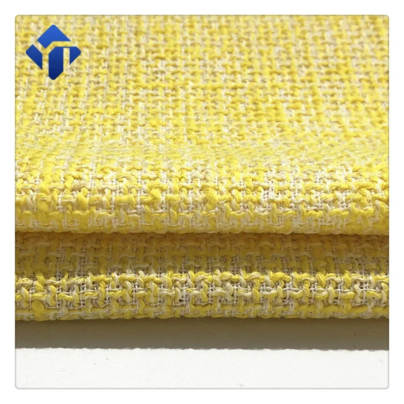 
Polyester cotton blend yellow tweed womens clothing fabric 