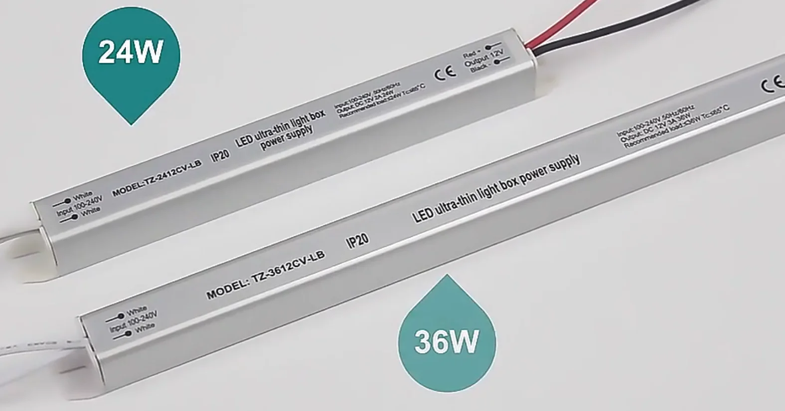 ultra slim strip IP20 Aluminum housing AC180-240v 12/24v48w led power supply