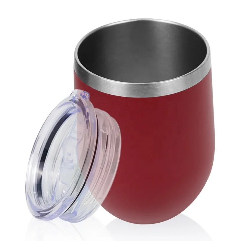 Stemless & thermal Wine Tumbler Coffee Travel Mug Glass Cup w/ Lid, pink, 12 oz, dropshipping