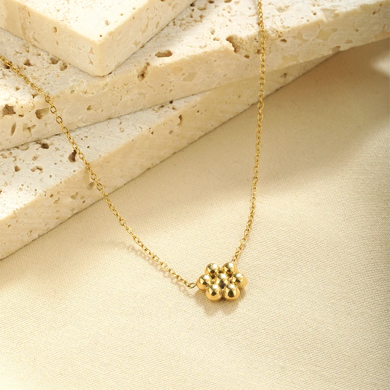 Hot Sale Stainless Steel 18K Gold  Chain pendant with little balls Necklace For Women