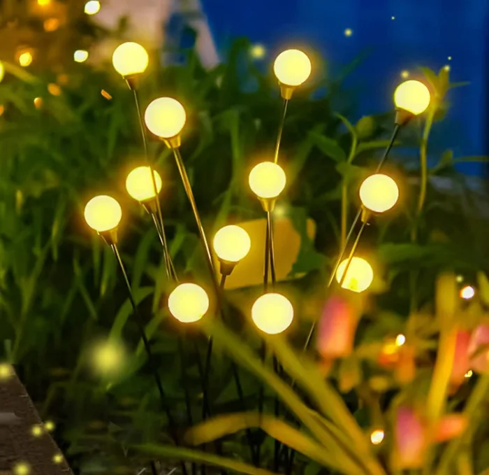 Solar garden Firefly lights LED wind moving fireflies ground plug decoration for holiday swinging