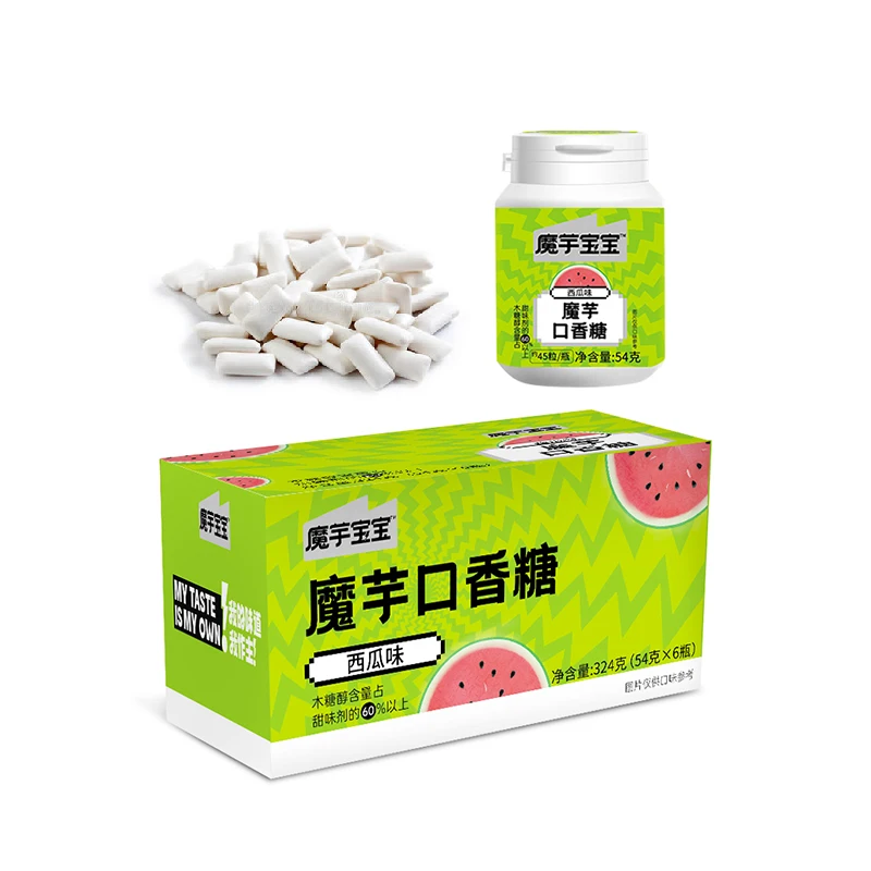 Bottled Xylitol Chewing Gum Watermelon Flavor Konjac Chewing Gum Selenium-containing Chewing Gum