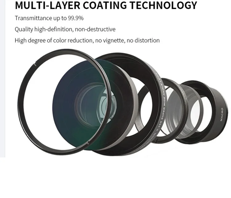 LIGINN 2021  amazon top seller 2 in 1 clip on lens kit 0.45X super wide angle lens 12.5X macro lens for android smartphone