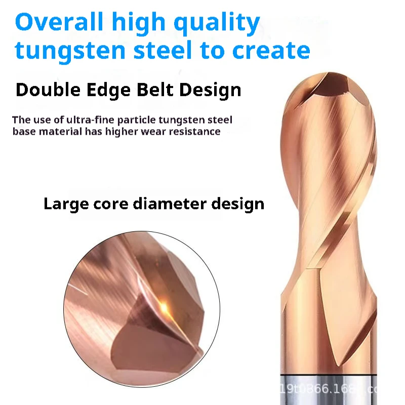 Coated 10mm Straight Shank Ball Nose End Mill Cutter for CNC Router New Condition Tin Coating