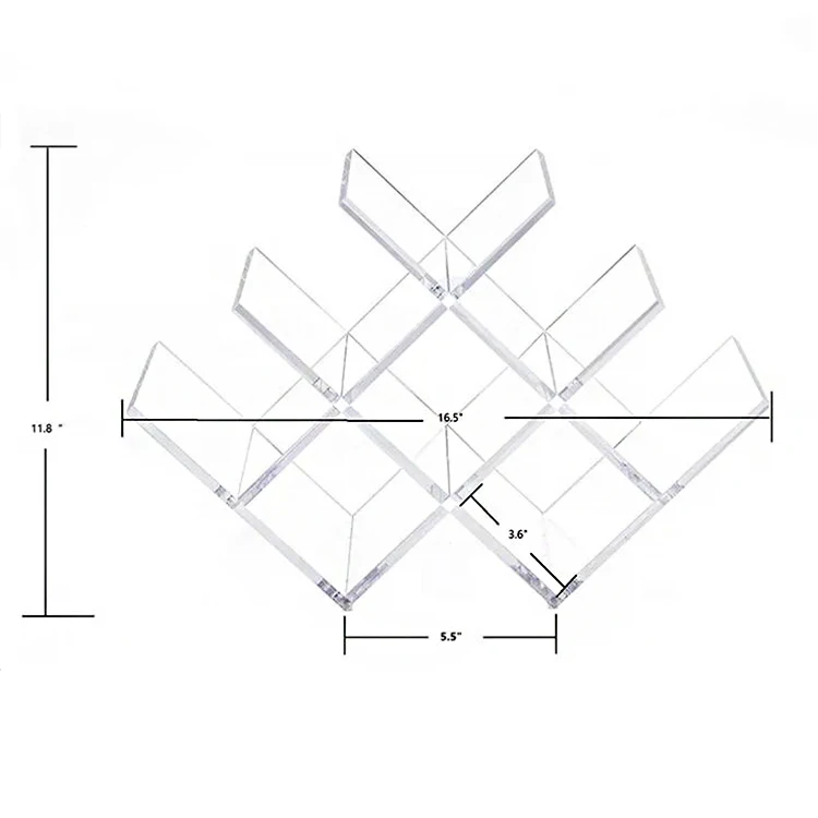 Custom W Shaped Clear Acrylic Wine Bottle Display Holder 8 Lattices Acrylic Wine Storage Stand Rack