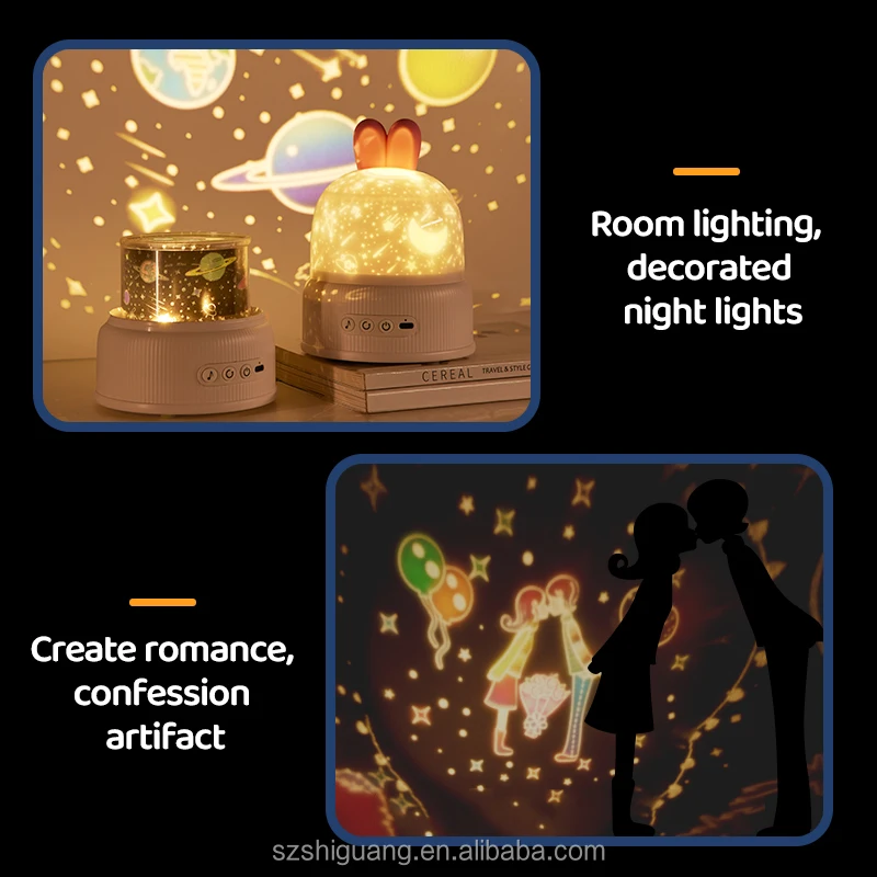 Cute Star Lamp Projector Light Colorful LED Night Lights For Kids USB Charging Rotatable Project Lamp