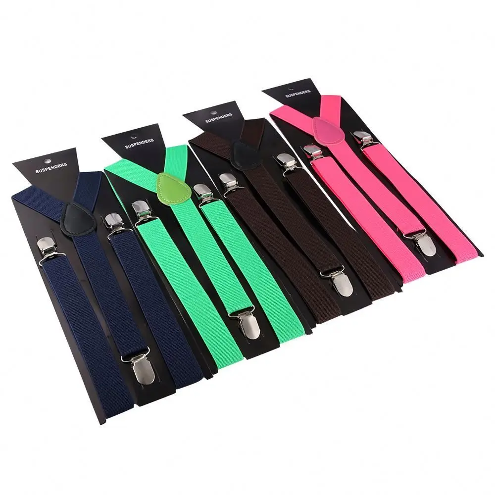 2.5X100CM Candy Color man women Adjustable Pants Y-back Suspender Brace Elastic Clip-on Belt Adjustable Braces Suspenders Straps