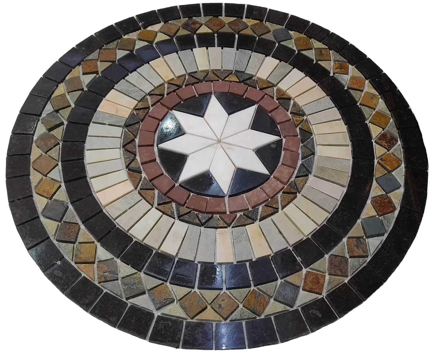 BOTON STONE Natural Stone Mixed Round Granite Pavers Circular Pattern Medallion Compass Paving Stone