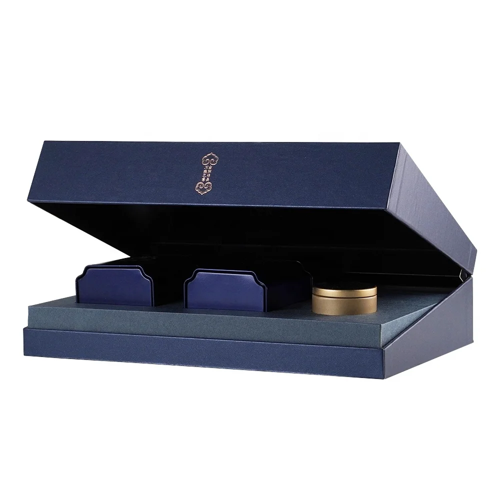 High quality rigid cardboard food gift paper box clamshell luxury coffee tea packing boxes