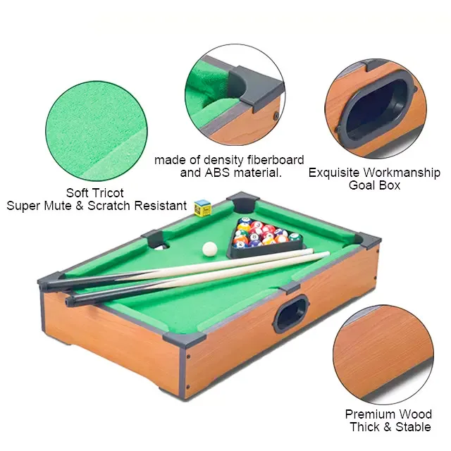 Kids Indoor Game Set Mini Wooden Snooker Table Toy Wooden Pool Table Billiards Toy