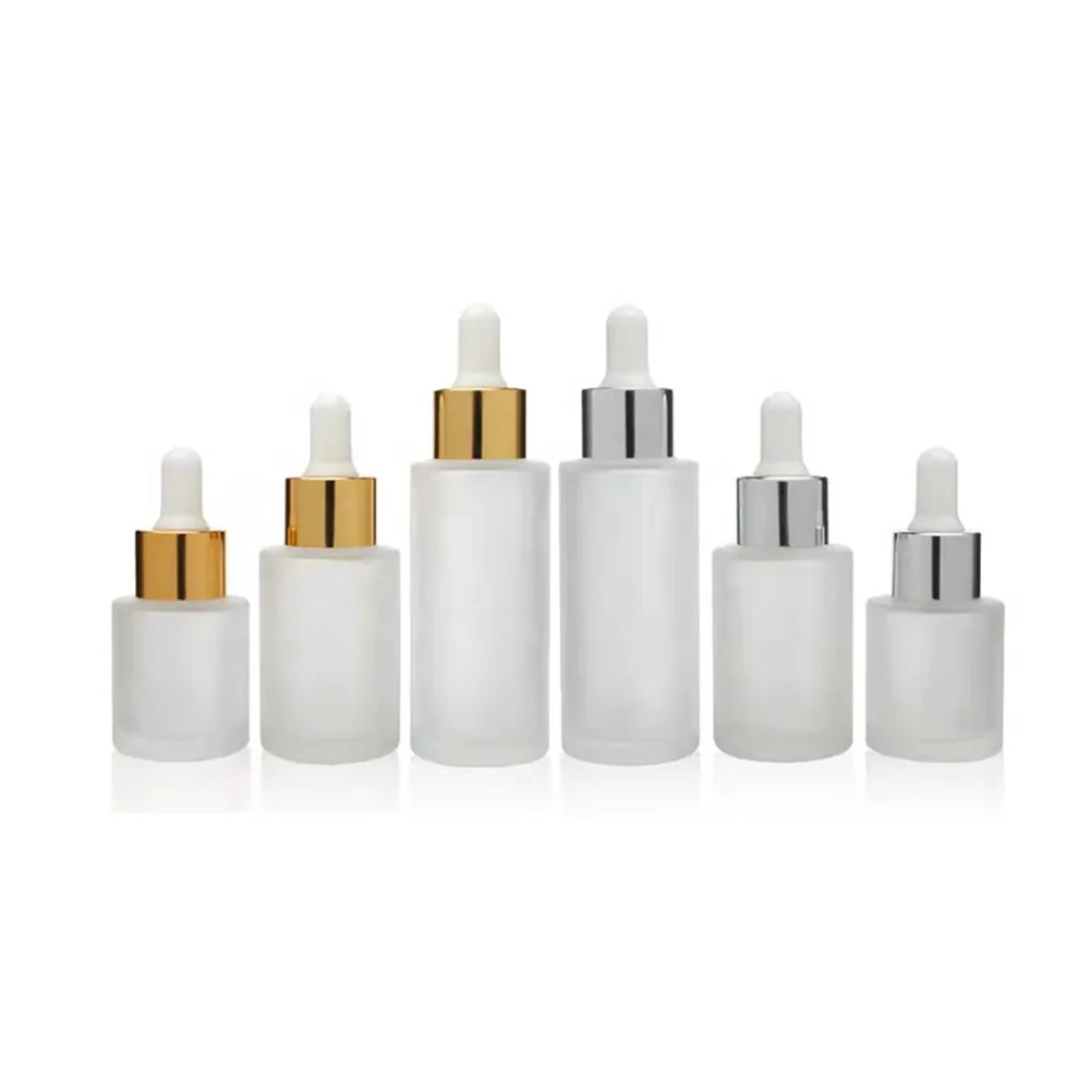 1 oz 2oz 80ml 40ml 50ml 50 ml 60ml 60 ml 20 ml 20ml 30ml Clear Frosted Luxury Flat Shoulder Glass Dropper Bottle With Dropper