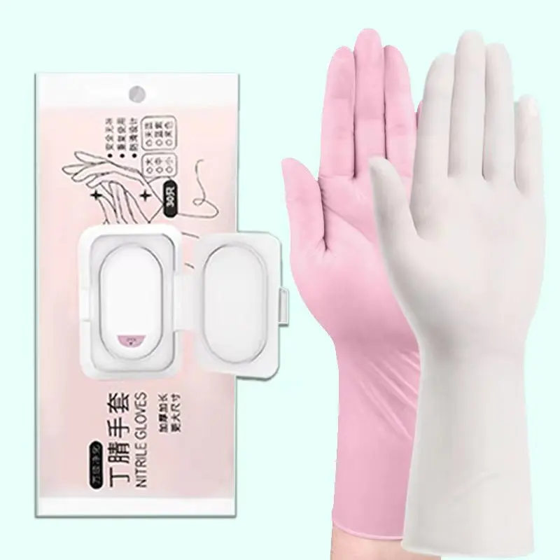 Хит продаж от производителя 12-дюймовые одноразовые нитриловые перчатки, расширенные водонепроницаемые бытовые перчатки для мытья посуды