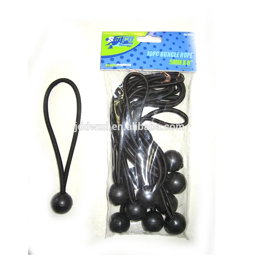Durable Adjustable Bungee Cord Rope with Ball Ends - Made of High-Quality Latex for Securing Camping & Hiking Gear & Tarps