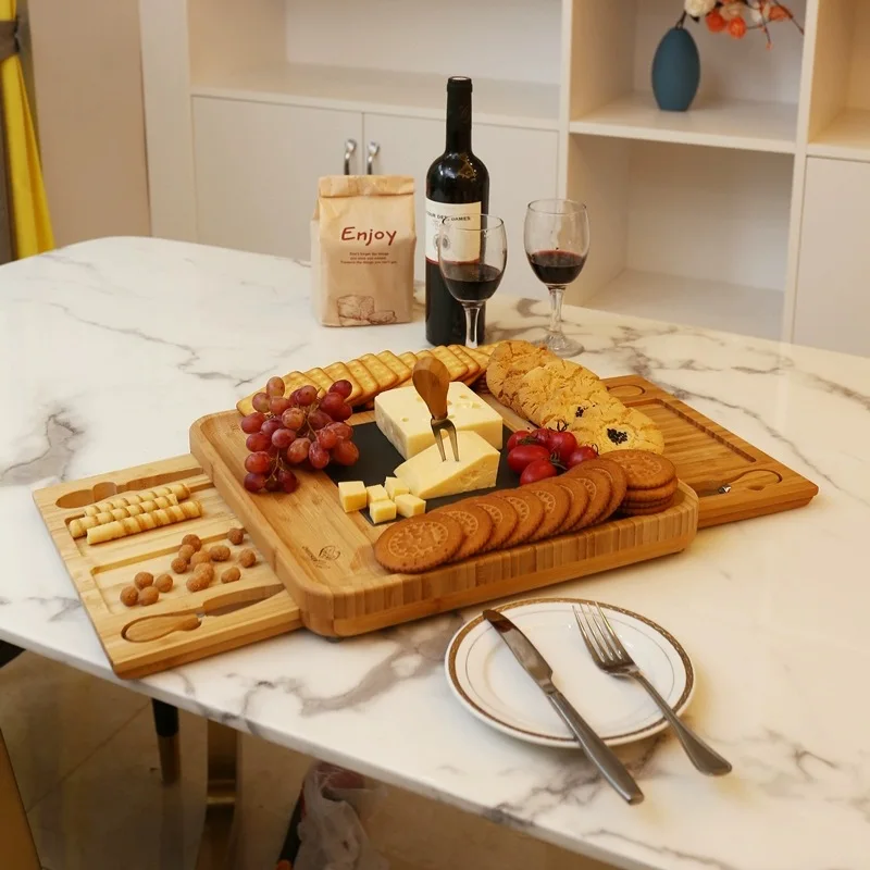  Single Piece Bamboo Cheese Board Set Plate Charcuterie
