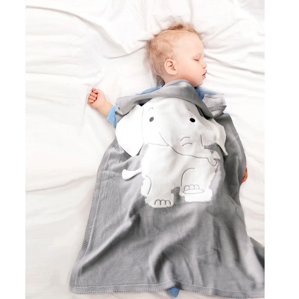 New Elephant Blanket Baby Knit Blanket Beach Mat Baby Blanket
