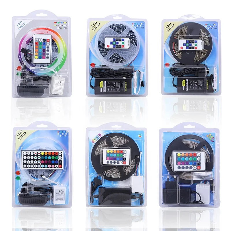 Оптовая продажа 12 В 5 м 2835/5050 RGB Светодиодная лента меняющая цвет дистанционное управление приложениями гибкая интеллектуальная светодиодная