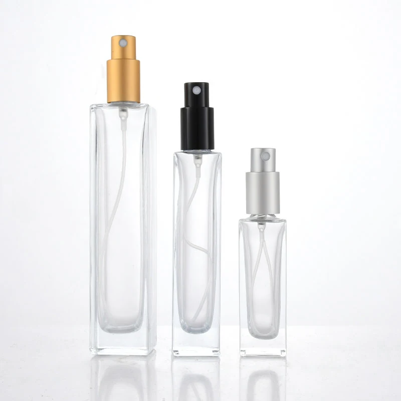 Low Mini Order Flat Square Shape Luxury Perfume Atomizer Perfume Glass Bottle
