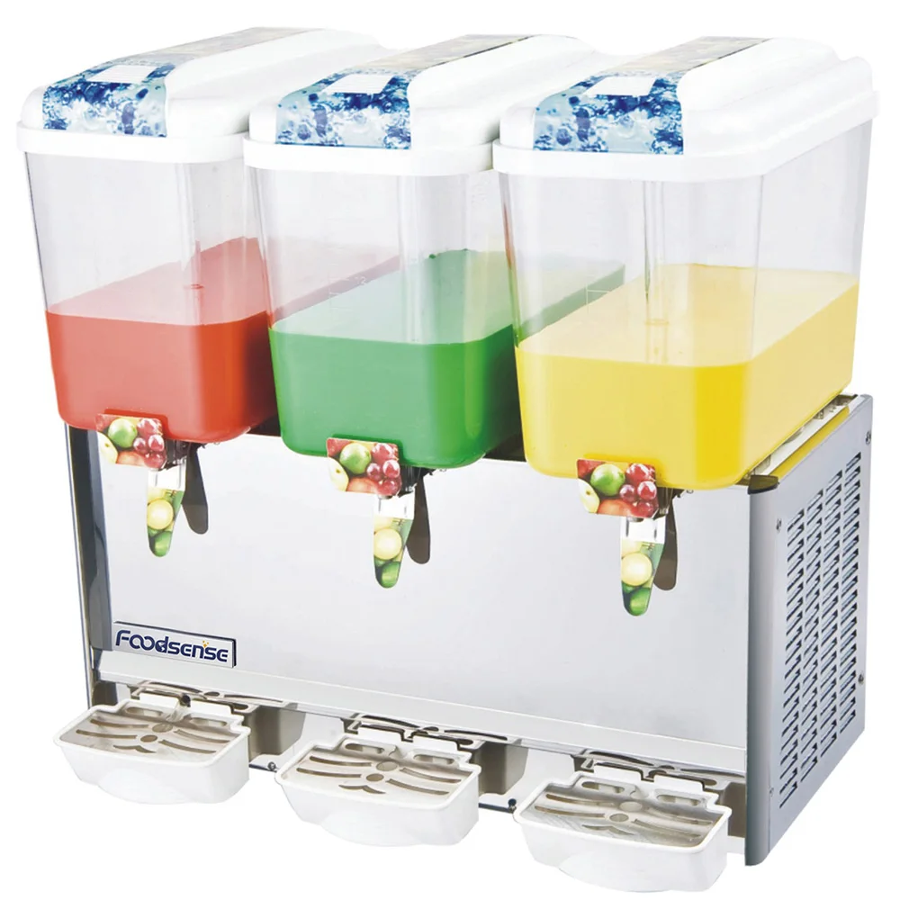High-quality Commercial 3-tank fruit Juice Dispenser Cold Beverage dispenser orange juice cola sprite with thicker material