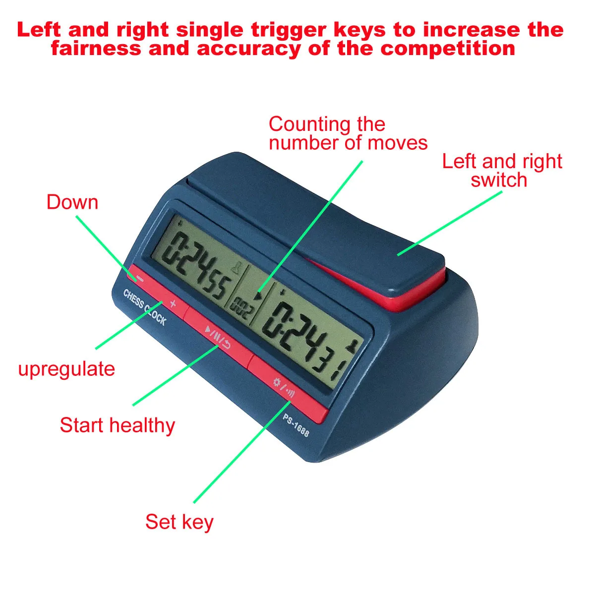 CHRT 42 Kinds Timing Rules Chess Clock Chess Games Digital Timer PS-1688 Digital Chess Clock