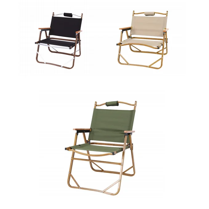Hot Sale Outdoor Kermit Chair Wood Grain Aluminium Portable Comfortable Luxury Camping Beach Chair