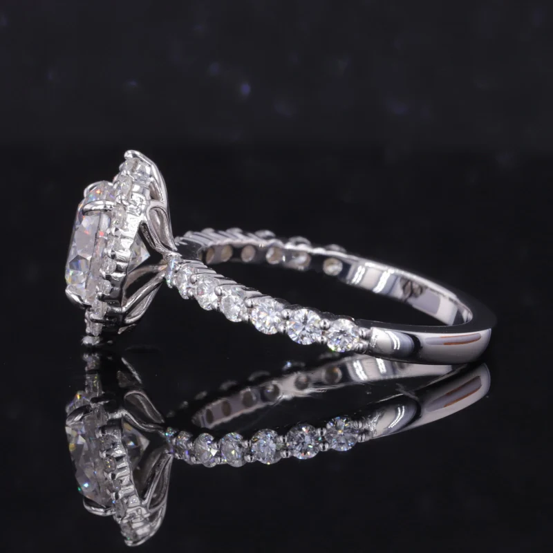 Classic 1.6ct round Brilliant Cut Lab-Grown Diamond Halo Ring 14k 18k Gold D VVS2 Synthetic IGI hpht Diamond Ring for Wedding