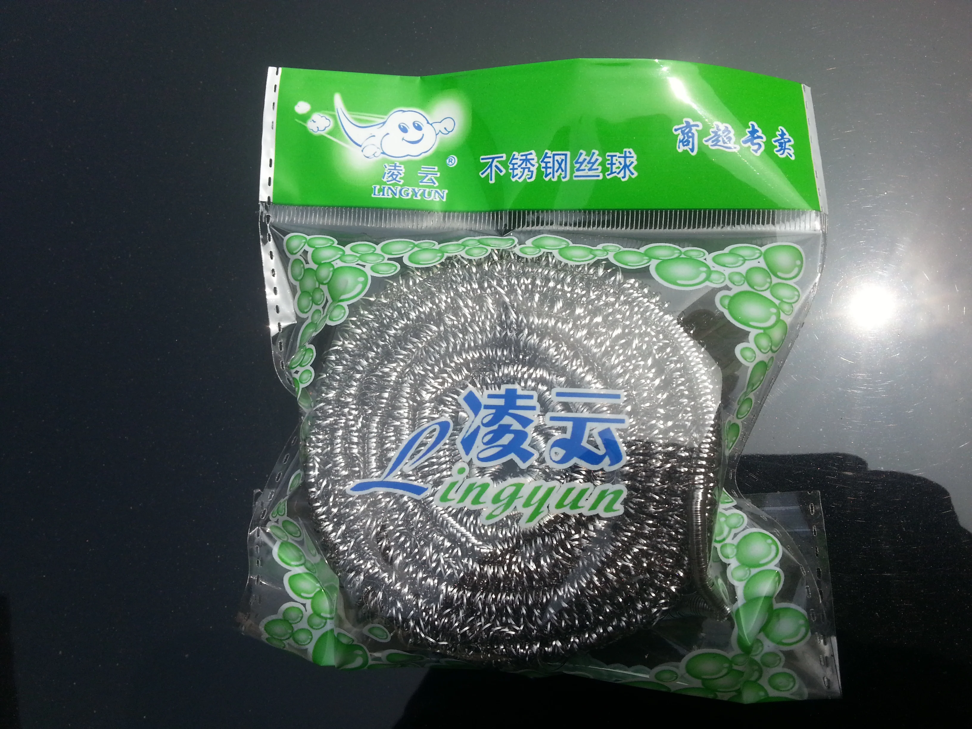 Factory Supply OEM Kitchen cleaning pan washing stainless steel wire mesh scourer