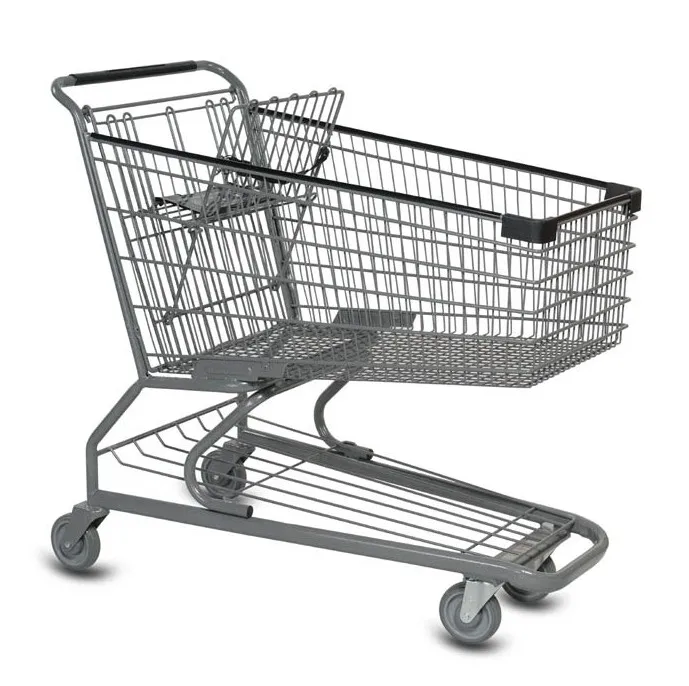 flexible 4 rotating wheels popular supermarket shopping trolley with factory price